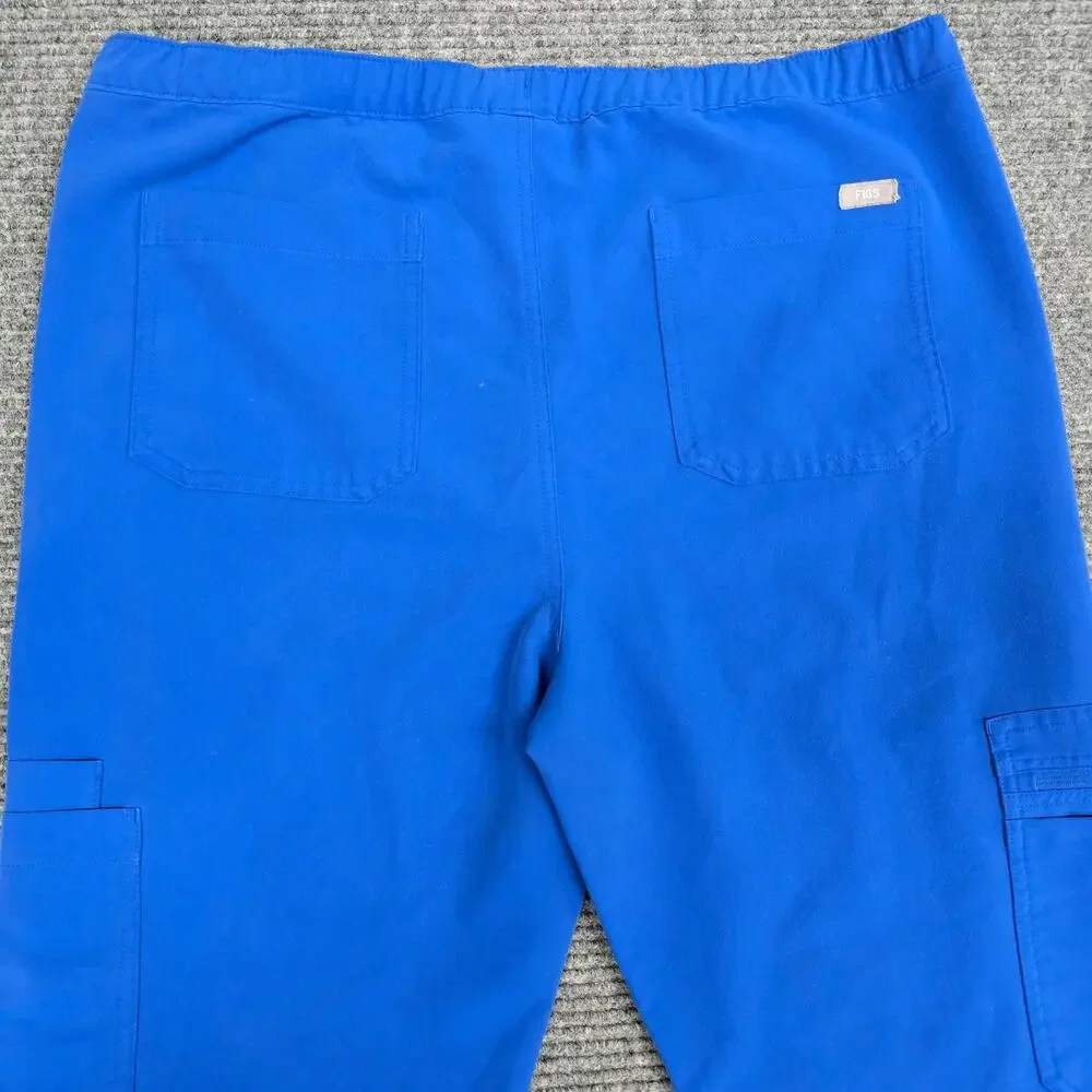 FIGS Cairo Scrub Pants Mens Large Tall Blue Cargo Drawstring Medical Uniform
